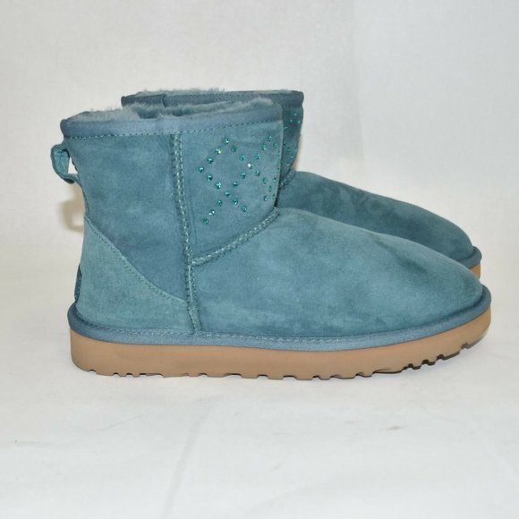 UGG Classic Mini Swarovski Crystal Boot SHEARLING EMERALD WINTER 6 US (M12) - Picture 2 of 7